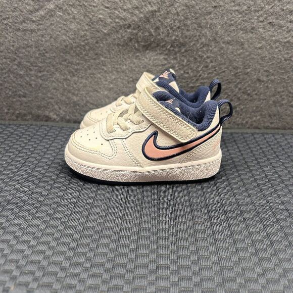 Size 5C-Nike Court Borough Low 2 SE White/Blue/Pink (PS) - Picture 1 of 10